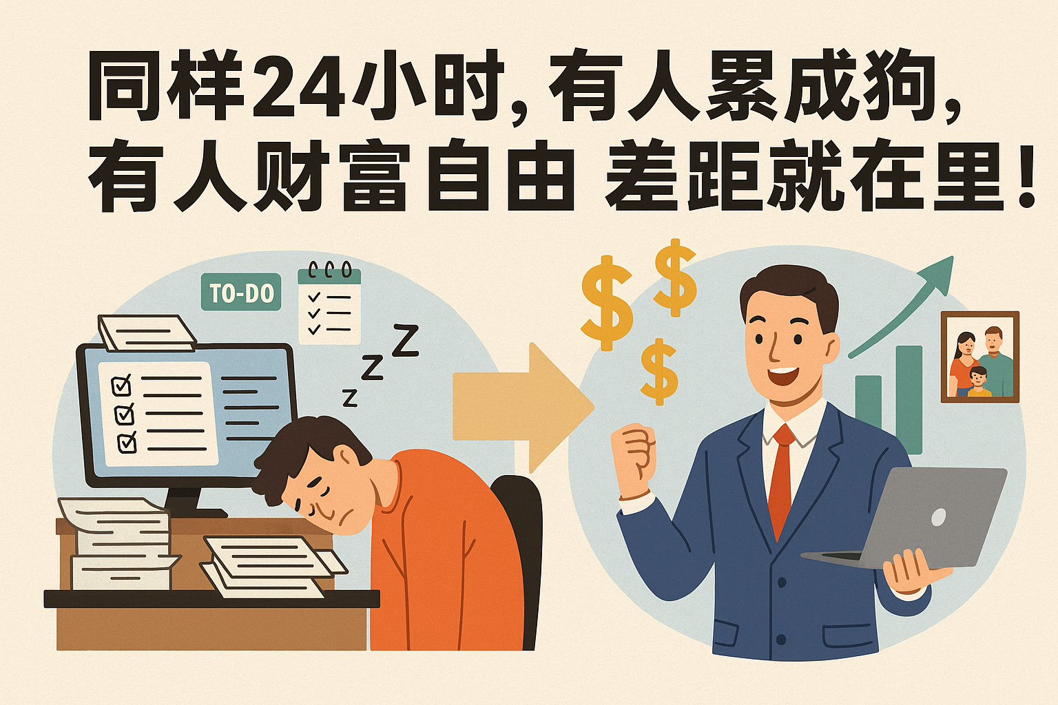 同样24小时，有人累成狗，有人财富自由，差距就在这里！