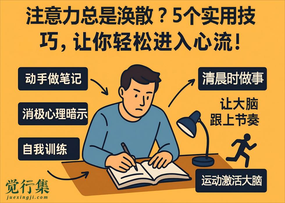 注意力总是涣散？5个实用技巧，让你轻松进入心流！【觉行集juexingji.com】