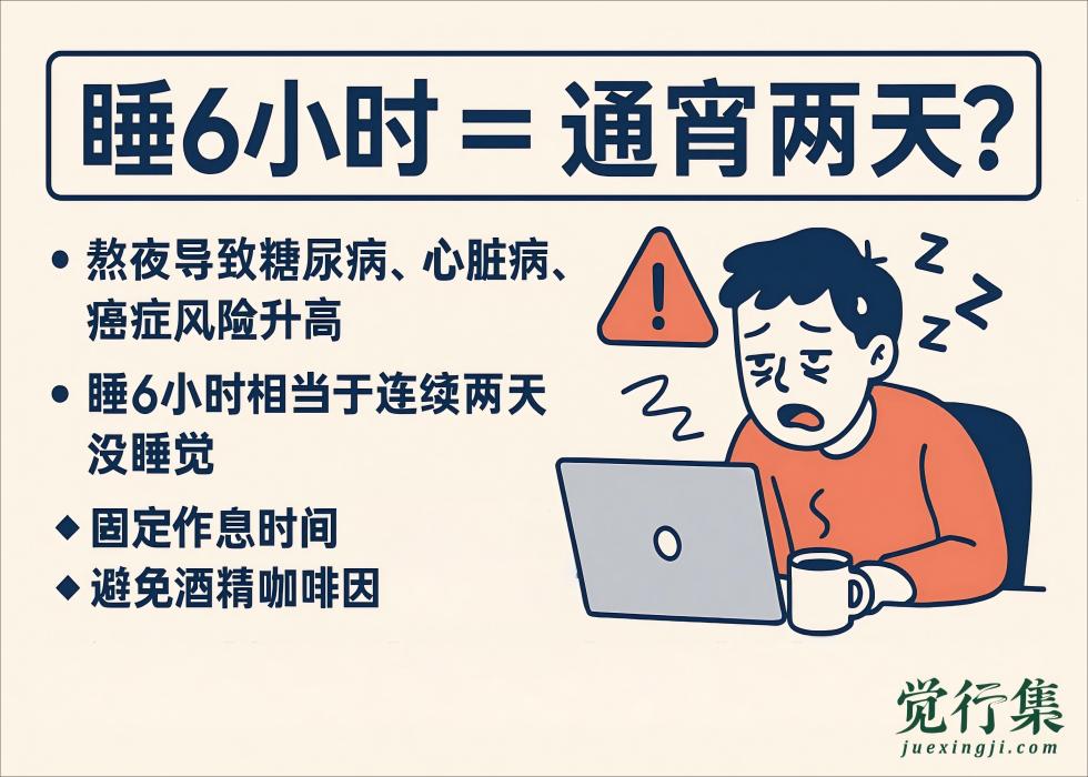 睡6小时=通宵两天？科学研究揭露的真相让人后怕！【觉行集juexingji.com】