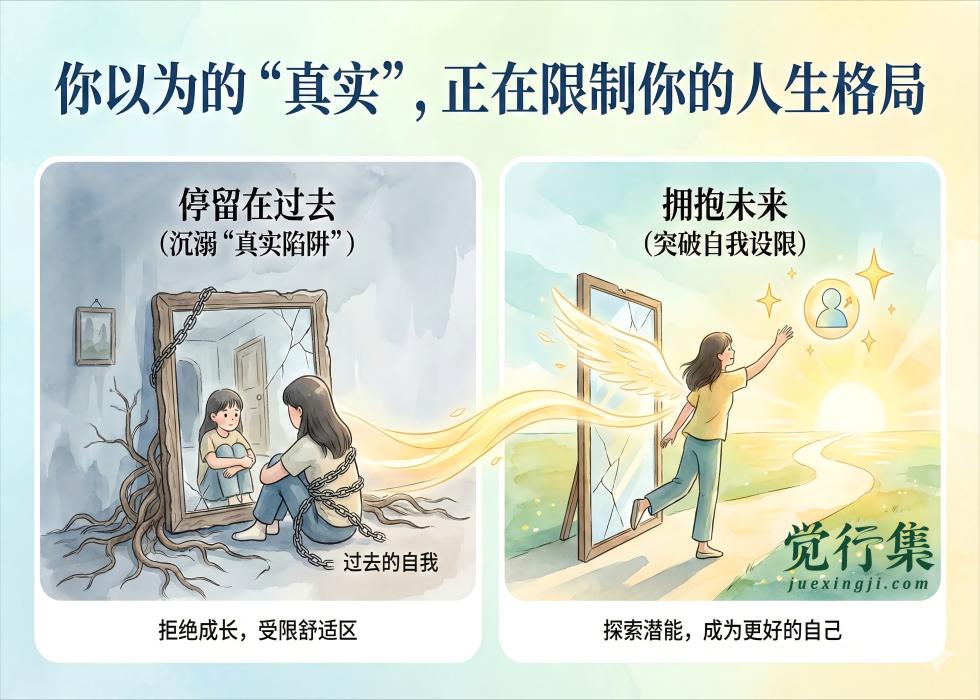 你以为的“真实”，正在限制你的人生格局：三个方法带你突破自我天花板【觉行集juexingji.com】