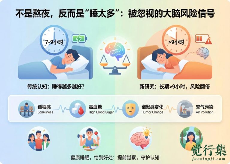 不是熬夜，反而是“睡太多”：被忽视的老年痴呆风险信号【觉行集juexingji.com】
